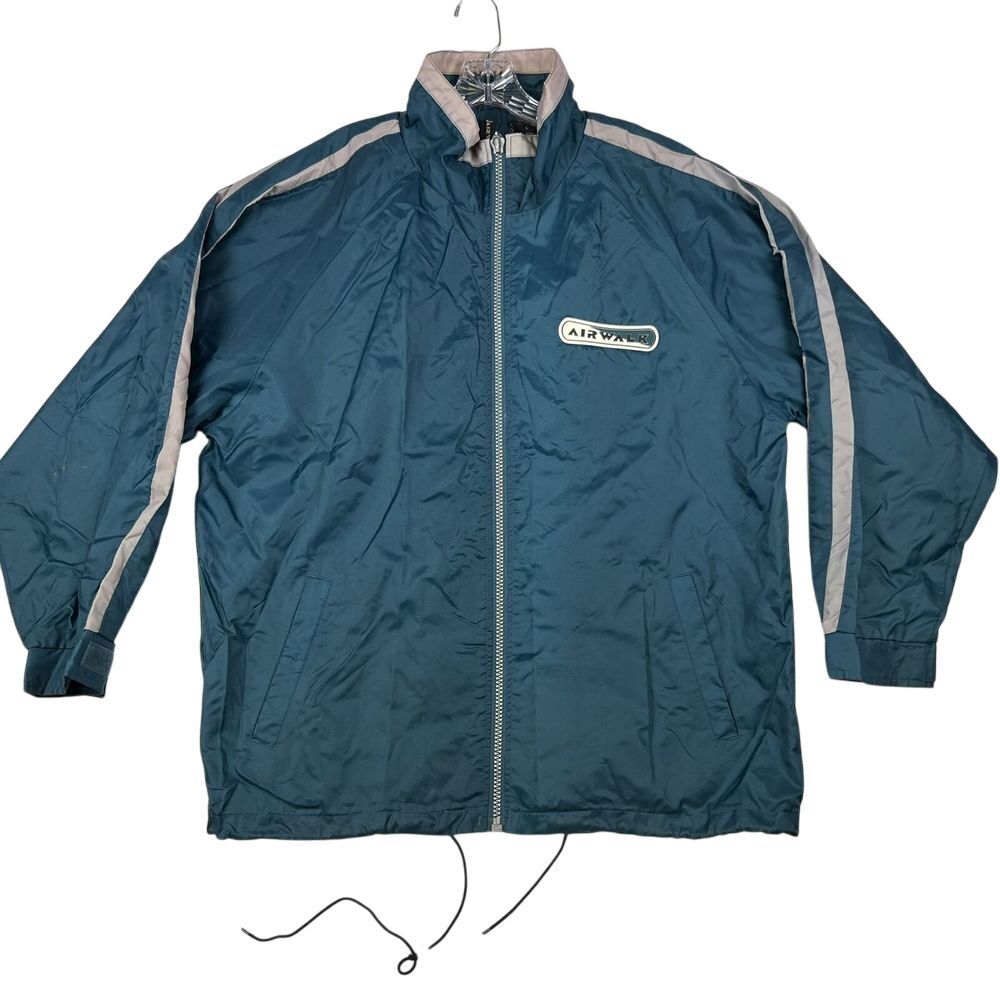 Vintage‎ Airwalk Jacket Mens Large Teal Windbreaker Lightweight Nylon Logo